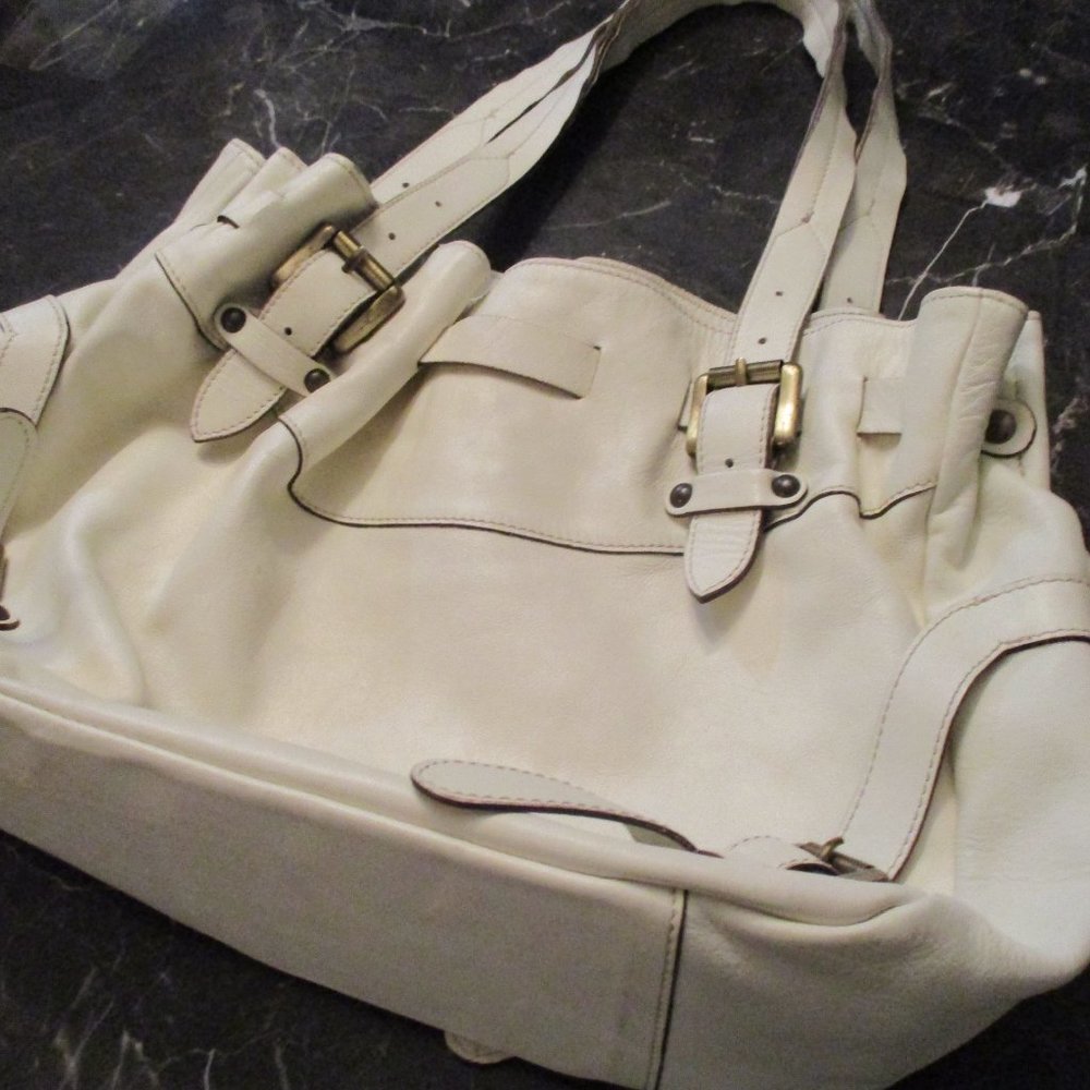 Cavalcanti Italian Leather Purse Bag Tote Cream - Picture 2 of 13